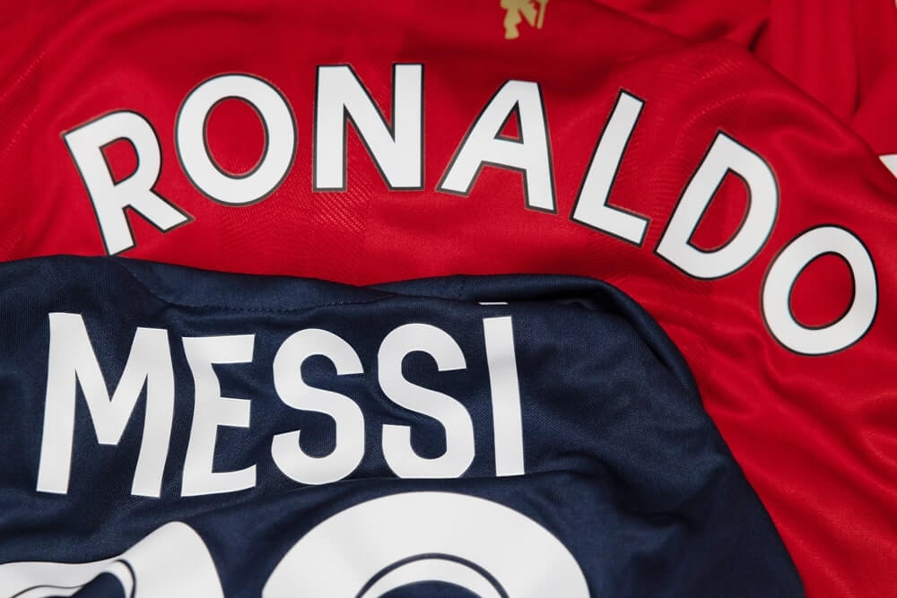 Ronaldo and Messi football shirts