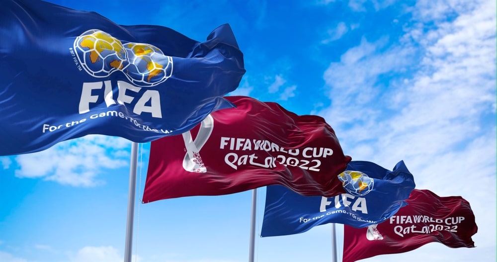 Flags with Fifa World Cup logo