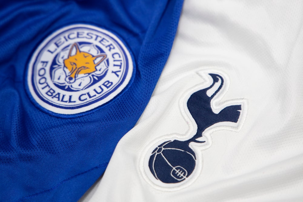 Tottenham and Leicester City's logos on jerseys